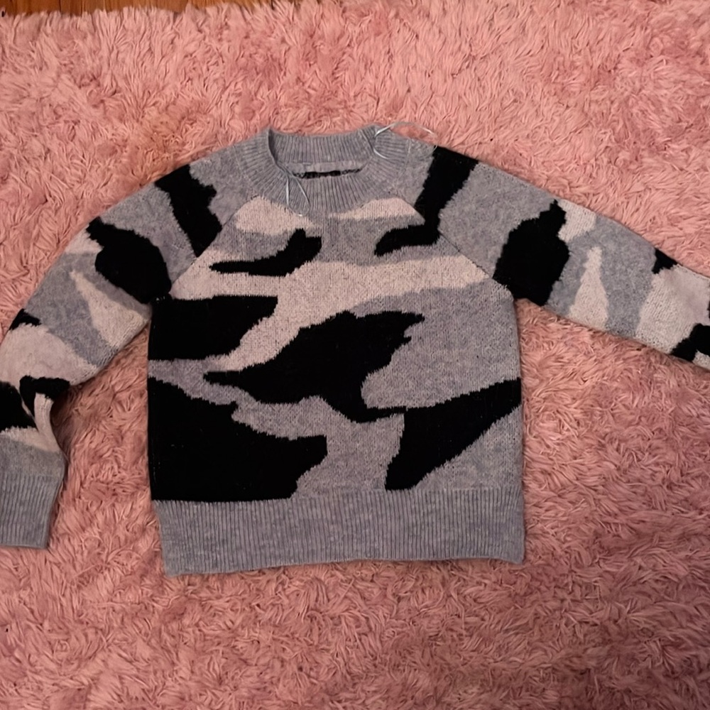 Aqua (Bloomingdales private label) camo sweater